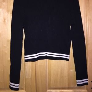 Striped ribbed crop top sweater